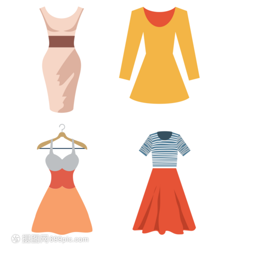 女装衣服裙子矢量图标插画
